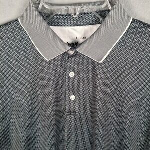 Hickey Freeman Golf Polo Shirt Men XL Gray Geometric Performance Floral Star